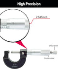 Outside Micrometer 0 To 1 Inch With Ratchet Stop And Lock Nut 0.0001 Inch Precision Machinist Tool Pro Grade Carbide Surfaces close-up
