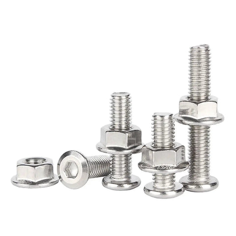 304 Stainless Steel M6 Flat Head Chamfered Socket Hex Bolts And Flange Nuts Hardware Kit Allen Furniture Fasteners shown upright