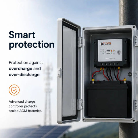 Heavy Duty 12 Volt 36 Ah SLA Power Bank With 432 Wh Storage And 100 Watt Continuous Draw, showing charge controller and sealed AGM batteries.