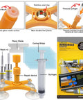 Windshield Repair Kit With High Penetration Resin And Pressure Syringes, DIY Auto Glass Chip And Crack Repair Tool Set in packaging