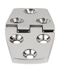 Close-up of six hole 316 stainless steel back polished casting hinge for boat cabin door and flush door replacement 76x38mm