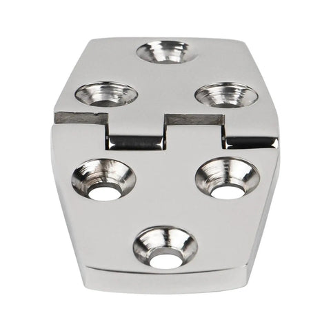 Close-up of six hole 316 stainless steel back polished casting hinge for boat cabin door and flush door replacement 76x38mm