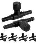 10 Pack T Shaped Aquarium Air Valves One Way Flow Regulator Kit for Fish Tank Air Pump Accessories Fits 3/16 Inch ID Tubing Black Durable Plastic for Easy Airflow Control, black T-valve