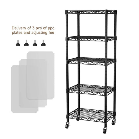 Solid Build Adjustable Wire Rolling Shelving Unit With Smooth Glide Casters And Moisture Resistant Steel Mesh For Clutter Free Closet Organization And No Hassle Multi Tier Storage Rack