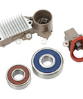 Solid As A Rock Alternator Rebuild Kit For Pickup Trucks With 2.4L Inline Four Engine 1985 Through 1991 Grease Monkey Approved Voltage Regulator Set with components.