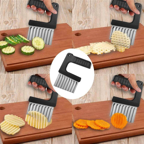 Amazon Crinkle-Cutter for Veggies handheld kitchen slicer with stainless-steel wavy blade for potatoes and carrots
