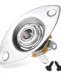 Killer Electric Guitar Output Jack Plate With Quarter Inch Connector and Two Mounting Screws secure mono input socket detail.