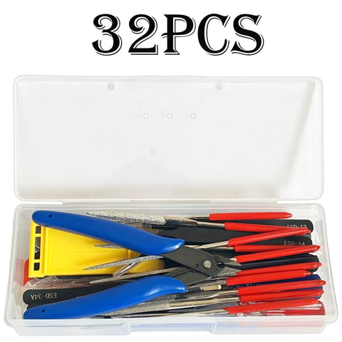 32 Piece DIY Model Tool Kit For Dollhouse Miniatures And Hobby Building Essential Craft Tool Set with pliers and files in case