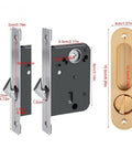 Rock Solid Zinc Alloy Keyed Sliding Barn Door Lock Handle For Wood Double Doors Heavy Duty Hardware with measurements.
