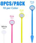 Disposable Plastic Dental Mirrors Set For Teeth Inspection, 40 curved angled mirrors, 10 each white, pink, yellow, blue