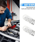 Mechanic installing 10 Pack T10 12V 5W Flat Foot Car Indicator Lights for Brake and Turn Signals, Quartz Glass Mini Bulbs