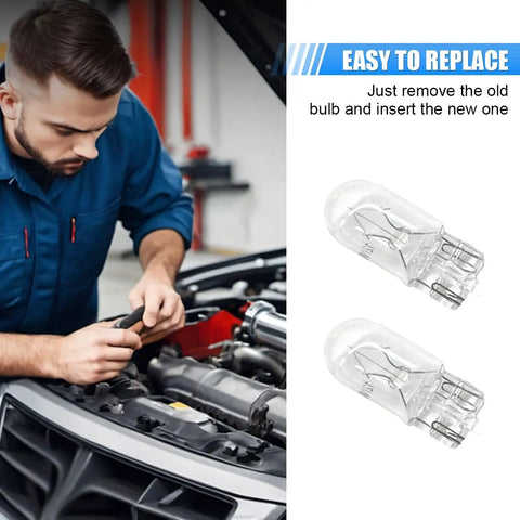 Mechanic installing 10 Pack T10 12V 5W Flat Foot Car Indicator Lights for Brake and Turn Signals, Quartz Glass Mini Bulbs