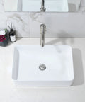 Vessel Bathroom Sink 20x14 Inch Rectangular Porcelain Ceramic Above Counter Modern Art Basin For Vanity Top Notch Premium Quality Hand Wash Vessel With Scratch And Stain Resistant Surface And Low Water Absorption