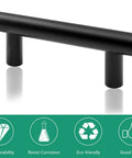 Six Pack Matte Black Drawer Pulls Set With Two And One Half Inch Hole Centers 64mm And Overall Length Three Point Nine Five Inches 100mm Stainless Steel Cabinet Handles For Kitchen Cabinets And Drawers Includes Twelve Mounting Screws, focus on durability and eco-friendly benefits.