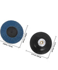Heavy Duty Flap Abrasive Wheel For Grinder with 40 To 120 Mesh Grit, blue flap design for metal rust removal, 2.99 in diameter.