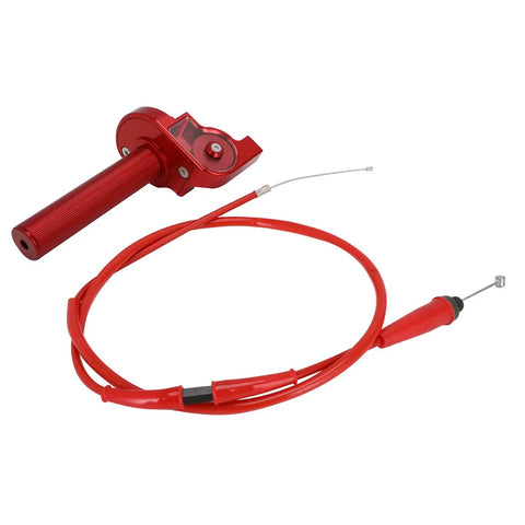 Universal Seven Eighths Inch 22mm Quick Twist Throttle Grips With Cable Aluminum Alloy For Dirt Bikes ATVs Mini Bikes Red