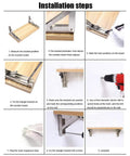 Installation steps for Solid As A Rock Foldable Shelf Brackets Two Pack Stainless Steel Wall Mount.