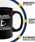 Is My Therapy Sailor Coffee Mug 11oz Black For Boaters And Sailors with anchor design and C handle, smooth ceramic