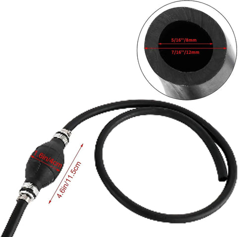 5/16 Inch Universal Fuel Line Kit With Primer Bulb And Steel Clamps, 6 Ft Long 8mm ID Hose for marine use and vehicles