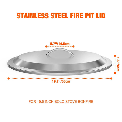 Fire Pit Lid For Solo Stove Bonfire 19.5 Inch Stainless Steel Cover For Outdoor Camping And Backyard Use All Weather Shield