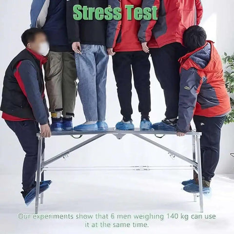 Built Tough Adjustable Portable Foldable Scaffold Tower Ladder Bench With 400kg Capacity stress test with six men standing on top