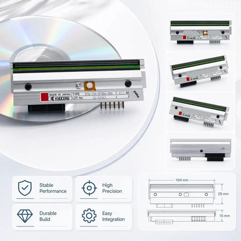 Legit 203Dpi Thermal Printer Printhead Replacement For Datamax H4212 And A4212 Direct Drive Print Engine smooth barcodes shown on a CD.