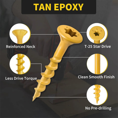 1 Inch Deck Screws Size 8 310 PC Epoxy Coated T25 Star Bit Outdoor Wood Decking Fence Screws Built to Last 1500 Hour Salt Spray Rust Resistant Ideal for Pressure Treated Lumber and Composite Decks