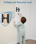 Heavy Duty Barn Door Lock Latch 90 And 180 Degree Adjustable installed on white door for child safety