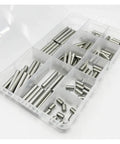 Cylindrical Pin Locating Dowel Set 304 Stainless Steel DIN 6325 M1 to M8 Combo Kit in clear box