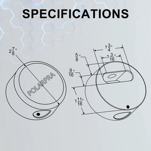 Illustration showing dimensions of Heavy Duty Steel Hockey Puck Padlock With Hidden Shackle, Two And Seven Eighths Inch, Triple Pack.