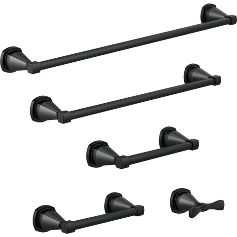 Set of matte black towel racks, including 24-inch bar for bathroom and kitchen. Matte Black Towel Rack 24 Inch For Bathroom And Kitchen Built To Last No Sweat Drying Bar That Promotes Airflow Rust And Tarnish Resistant Long Lasting Bathroom Hardware For Quick Drying And Sleek Decor.