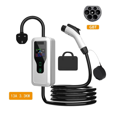 Portable 3.3 Kilowatt Electric Vehicle Charger Delivering Really Badass 13 Amp Fast Evse Speed For Daily Drives Or Long Weekend Getaways Zero Hassle Home Nacs Cable with display and plug.