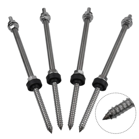 M10 Hanger Bolts Kit With EPDM Seal For A2 Stainless Locking Nut And Adapter For Solar Panel Roof Mounting System Silver 250mm