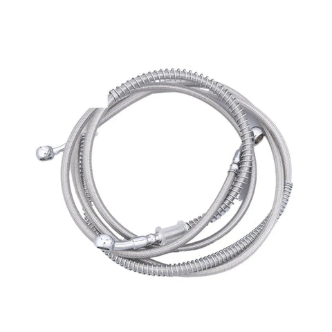 50-200CM Motorcycle Brake Hose Kit For Solid Power Transfer And Quick Stops Plug And Play Install With Matching Ends Low Maintenance Brake Line Replacement For Reliable Emergency Stopping Performance, coiled silver hose with fittings