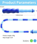 Image showing adjustable beaded jump rope for fitness, tangle free segmented rope with soft beads, 9.2 feet length, safe for kids, men, and women.