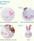 Step-by-step assembly of 9 Piece Easter Paper Lantern Set With Bunny And Egg Designs, Reusable 10 Inch Pastel Hanging Lanterns