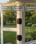 Tough As Nails Black Self Closing Screen Door Hinge Set 2-3/4 Spring Steel Hinges With Auto Close Action Includes Adjustment Tool Screws And No Sweat Setup on porch door.