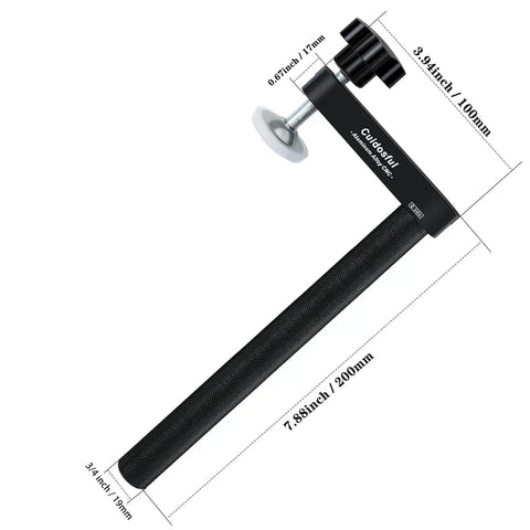 Two Pack Three Quarter Inch Bench Dog Clamps For Woodworking Anti Twist Design With Silicone Pads 19mm Workbench Compatibility Aluminum Build Delivers Strong Scratch-Free Secure Hold For Craftsmen And DIYers. 19mm aluminum bench dog clamp with screw handle
