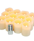 Flameless Pillar Candles Set Of 12 With Remote Control Battery Operated Real Wax Led Candles 3 Inch Diameter By 4 Inch Height 10 Key Remote And 24 Hour Cycling Timer Ivory White For Cozy Home Vibes