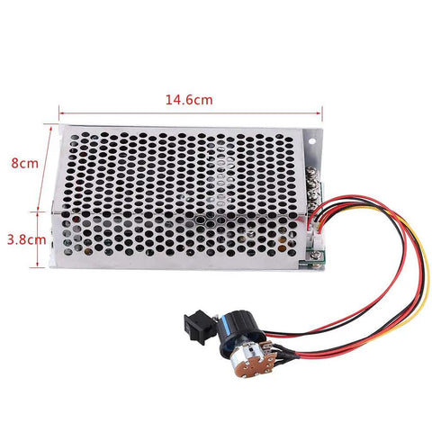 Beast Power DC Motor Speed Controller 10-50V 100A 5000W PWM Control with heat dissipating case, front view and wires