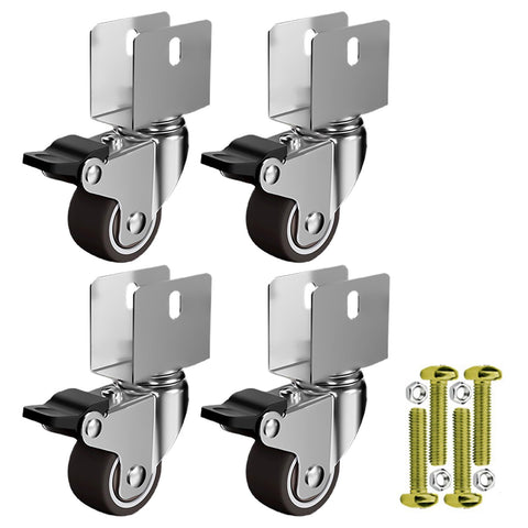 Beefy 4 Pack Heavy Duty Furniture Wheel Castors 1 Inch Swivel Casters with Safe Brake, rubber and iron, screw set included