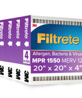 20x20x4 Air Filter For Furnace And AC Keeping Your Home Fresh And Breathe Easy Actual 19.88 X 19.88 X 4.31 MERV 12 MPR 1550 Electrostatic Cleaning Fits Honeywell Media Air Cleaners Asthma And Allergy Friendly 4 Pack