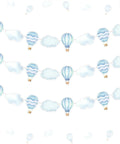 Blue Hot Air Balloon Party Decorations Set, 3 Hanging Garlands With Eight Pieces Each In Four Different Patterns