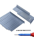 Silver Cabinet Handle Template Tool For Quick Marking And Drilling Of Cabinet Knobs And Pulls with drill bit and awl