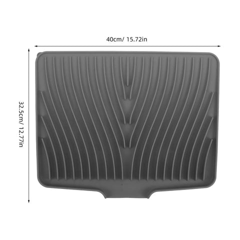 Legit Heavy Duty Silicone Countertop Drying Mat For Kitchen And Bar With Non Slip Grip And Quick Drainage, dimensions shown.