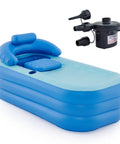 Inflatable Adult Bathtub With Free Standing Design And Foldable Portable Frame Includes Electric Air Pump, pictured against a white background.