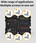 Impact Driver Bit Set 45 Piece Screwdriver Bit Set With Phillips Slotted Hex And Torx Heads in open case displaying bits
