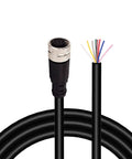 M12 Connector Aviation Sensor Cable With 8 Pin Female, Straight, Waterproof IP67, 6.5 Ft 2M, Gold Plated Contacts, close-up view
