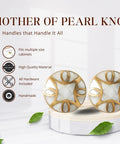 Set Of Four Premium Mother Of Pearl Decorative Drawer Knobs With Gold Embroidered Detailing For Kitchen Cabinets And Dressers Brass Round Handles