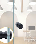 Straight Up Built Tough Black Shower Glass Door Handles 2 Pack Stainless Steel One Sided Bathroom Hardware with ergonomic grip in modern setting.